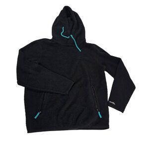 Chubbies Mens Black Sherpa Fleece Hoodie Teal Accents Size Medium Pullover